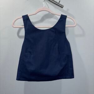 Kourt Navy Blue Sleeveless Wrap Crop Tank Top | Size XS | NWT